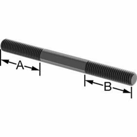 BSC PREFERRED Black-Oxide Steel Threaded on Both End Stud M8 x 1.25 mm Thread 31 mm Thread Lengths 95 mm Long 93275A033